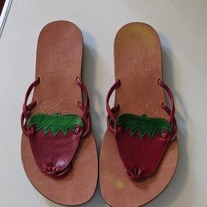 Vintage Urban Outfitters Wooden Strawberry Sandals